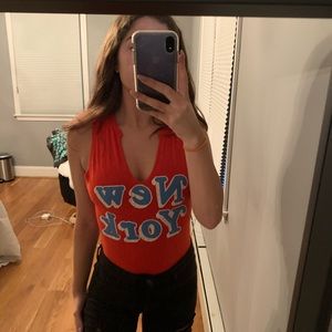 Red New York bodysuit